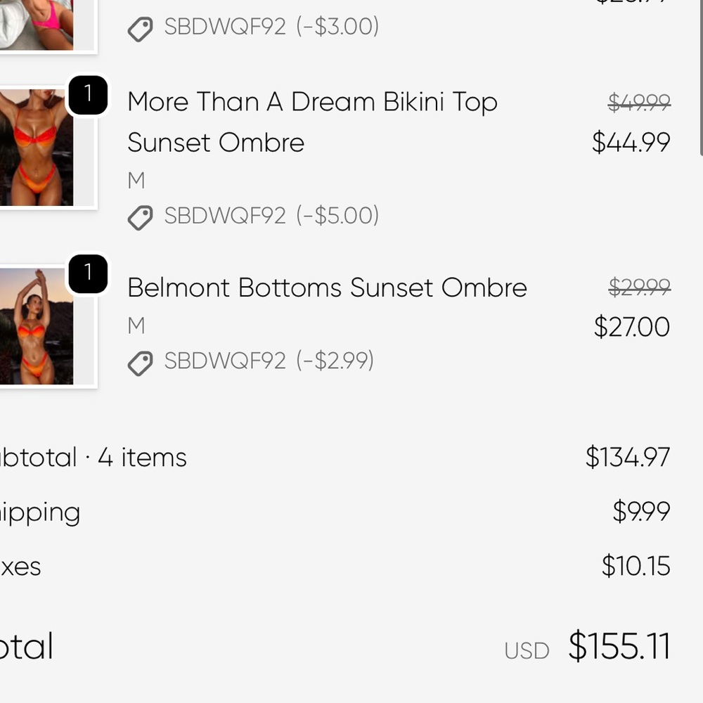 White Fox Boutique Red & Orange Ombre Bikini - Picture 4 of 5
